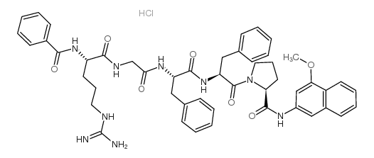 Bz-Arg-Gly-Phe-Phe-Pro-4MβNA · HCl结构式