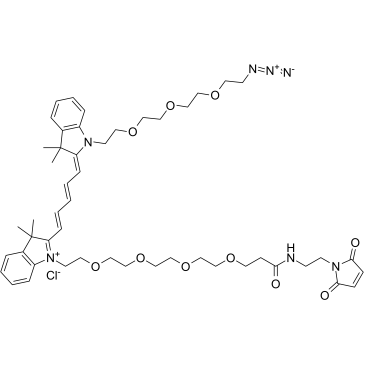 N-(azide-PEG3)-N'-(Mal-PEG4)-Cy5 Structure