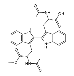 (S)-2-acetamido-3-(3'-((S)-2-acetamido-3-methoxy-3-oxopropyl)-1H,1'H-[2,2'-biindol]-3-yl)propanoic acid Structure