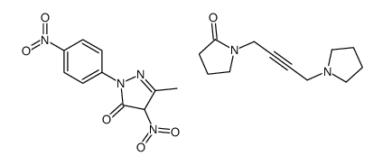 5-methyl-4-nitro-2-(4-nitrophenyl)-4H-pyrazol-3-one,1-(4-pyrrolidin-1-ylbut-2-ynyl)pyrrolidin-2-one结构式