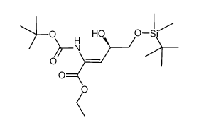 ethyl (4R)-2-(N-tert-butyloxycarbonylamino)-5-tert-butyldimethylsiloxy-2-pentenoate Structure
