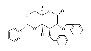 Methyl-4,6-di-O-benzylidene-2,3-di-O-benzyl-α-D-mannopyranoside结构式