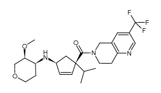 (3S,4S)-N-((1R,4S)-4-isopropyl-4-{[3-(trifluoromethyl)-7,8-dihydro-1,6-naphthyridin-6(5H)-yl]carbonyl}cyclopent-2-en-1-yl)-3-methoxytetrahydro-2H-pyran-4-amine结构式