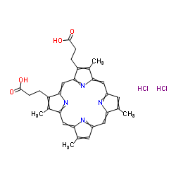 3,7,12,17-四甲基-21H,23H-卟吩-2,18-二丙酸二盐酸盐结构式
