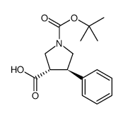(3S,4R)-1-叔丁氧羰基-4-苯基吡咯烷-3-羧酸结构式