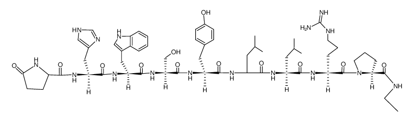 (Des-Gly10,D-Tyr5,D-Leu6,Pro-NHEt9)-LHRH结构式