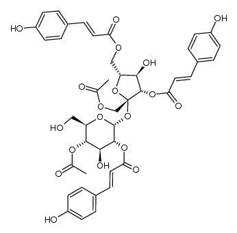 β-D-(1-O-acetyl-3,6-O-p-E-dicoumaroyl)-fructofuranosyl-α-D-(4'-O-acetyl-2'-O-p-E-coumaroyl)-glucopyranoside Structure