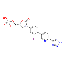 [(5R)-3-{3-Fluoro-4-[6-(2H-tetrazol-5-yl)-3-pyridinyl]phenyl}-2-oxo-1,3-oxazolidin-5-yl]methyl dihydrogen phosphate structure