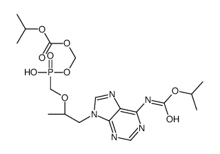 [(2R)-1-[6-(propan-2-yloxycarbonylamino)purin-9-yl]propan-2-yl]oxymethyl-(propan-2-yloxycarbonyloxymethoxy)phosphinic acid Structure