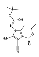 5-氨基-1-[[(叔丁氧基羰基)氨基]-4-氰基-2-甲基-1H-吡咯-3-羧酸乙酯结构式