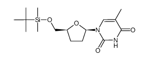 1-[5-O-(tert-butyldimethylsilyl)-2,3-dideoxy-β-D-erythro-pentofuranosyl]thymine结构式