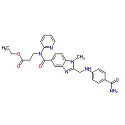 Ethyl 3-(2-(((4-carbamoylphenyl)amino)methyl)-1-methyl-N-(pyridin-2-yl)-1H-benzo[d]imidazole-5-carboxamido)propanoate (Dabigatran Impurity) Structure