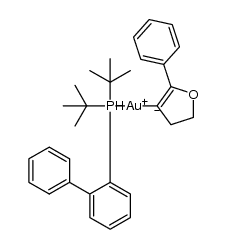 ([1,1'-biphenyl]-2-yldi-tert-butyl-l5-phosphanyl)(2-phenyl-4,5-dihydrofuran-3-yl)gold Structure