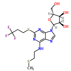 (2R,3S,4R,5R)-2-(hydroxyMethyl)-5-(6-((2-(Methylthio)ethyl)aMino)-2-((3,3,3-trifluoropropyl)thio)-9H-purin-9-yl)tetrahydrofuran-3,4-diol structure