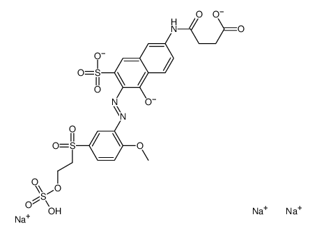 trisodium N-[5-hydroxy-6-[[5-[[2-(sulphonatooxy)ethyl]sulphonyl]-2-methoxyphenyl]azo]-7-sulphonato-2-naphthyl]succinamate picture