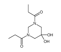 1-(5,5-dihydroxy-3-propanoyl-1,3-diazinan-1-yl)propan-1-one Structure