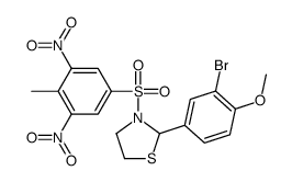 (9CI)-2-(3-溴-4-甲氧基苯基)-3-[(4-甲基-3,5-二硝基苯基)磺酰基]-噻唑烷结构式