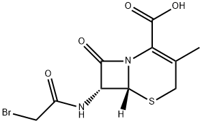 Cefathiamidine impurity 12/(6R,7R)-7-(2-bromoacetamido)-3-methyl-8-oxo-5-thia-1-azabicyclo[4.2.0]oct-2-ene-2-carboxylic acid Structure