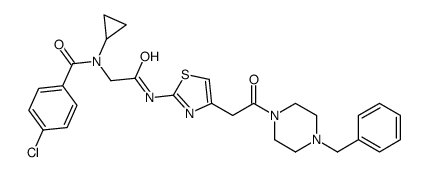 N-[2-[[4-[2-(4-benzylpiperazin-1-yl)-2-oxoethyl]-1,3-thiazol-2-yl]amino]-2-oxoethyl]-4-chloro-N-cyclopropylbenzamide Structure