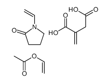 ethenyl acetate,1-ethenylpyrrolidin-2-one,2-methylidenebutanedioic acid structure