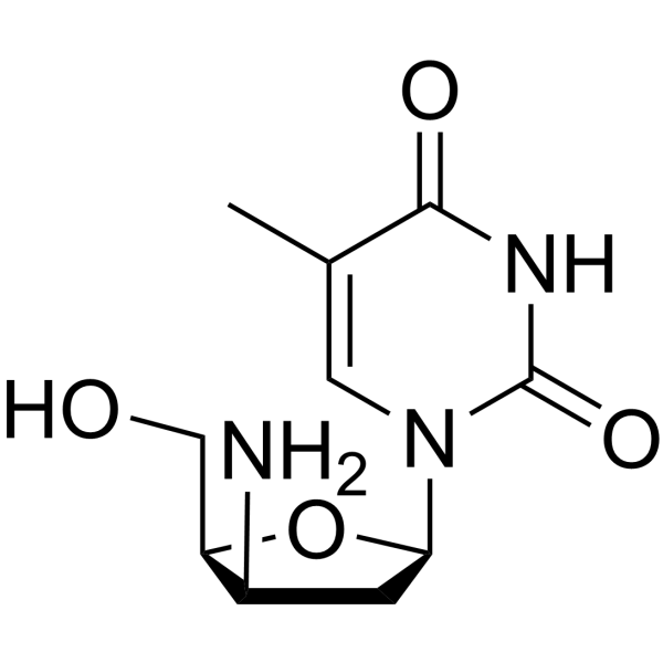 1-(3-beta-Amino-2,3-dideoxy-beta-D-threopenta-furanosyl)thyMine Structure