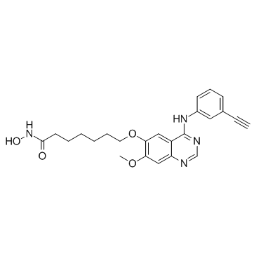 7-[[4-(3-乙炔基苯基氨基)-7-甲氧基喹唑啉-6-基]氧基]-N-羟基庚酰胺结构式