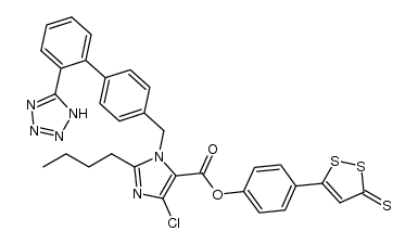 2-butyl-4-chloro-1-[(2'-(1H-tetrazol-5-yl) (1,1'-biphenyl)-4-yl)methyl]-1H-imidazole-5-carboxylic acid 4-(3H-1,2-dithiole-3-thione-5-yl)-phenyl ester结构式