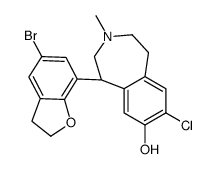 (5S)-5-(5-Bromo-2,3-dihydro-1-benzofuran-7-yl)-8-chloro-3-methyl- 2,3,4,5-tetrahydro-1H-3-benzazepin-7-ol Structure