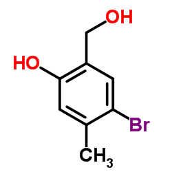 4-Bromo-2-(hydroxymethyl)-5-methylphenol结构式