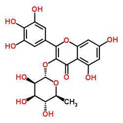 杨梅苷； 五羟基黄酮-3-鼠李糖苷结构式