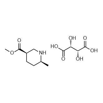(3R,6S)-6-甲基哌啶-3-甲酸甲酯(2R,3R)-2,3-二羟基琥珀酸盐结构式