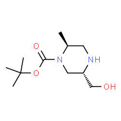 (2S,5S)-5-(羟甲基)-2-甲基哌嗪-1-羧酸叔丁酯结构式