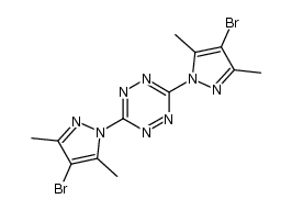 3,6-Bis(4-bromo-3,5-dimethyl-1-pyrazolyl)-1,2,4,5-tetrazine结构式