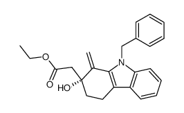 ((R)-9-Benzyl-2-hydroxy-1-methylene-2,3,4,9-tetrahydro-1H-carbazol-2-yl)-acetic acid ethyl ester结构式