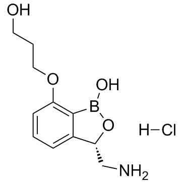 3-[[(3S)-3-(氨基甲基)-1,3-二氢-1-羟基-2,1-苯并氧杂硼戊环-7-基]氧基]-1-丙醇盐酸盐结构式