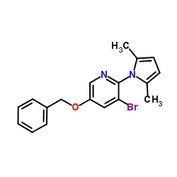 Pyridine, 3-​bromo-​2-​(2,​5-​dimethyl-​1H-​pyrrol-​1-​yl)​-​5-​(phenylmethoxy)​-结构式