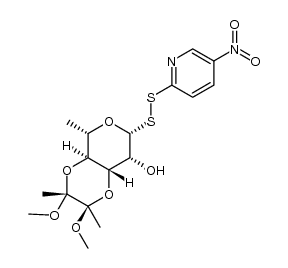 5-nitro-2-pyridyl 3,4-O-(2,3-dimethoxybutane-2,3-diyl)-α-L-rhamnopyranosyl disulfide Structure