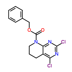 2,4-二氯-6,7-二氢吡啶并[2,3-d]嘧啶-8(5H)-羧酸苄酯结构式
