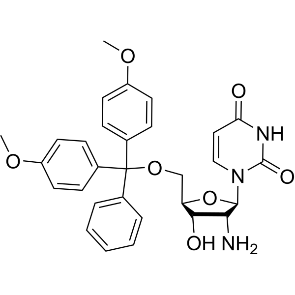 2′-Amino-5′-O-[bis(4-methoxyphenyl)phenylmethyl]-2′-deoxyuridine Structure