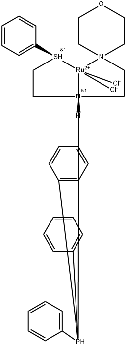 Dichloro[rel-[N(S)]-N-[2-[(R)-phenylthio-κS]ethyl]-4-morpholineethanamine-κNN4,κN4](triphenylphosphine)ruthenium(II) Structure