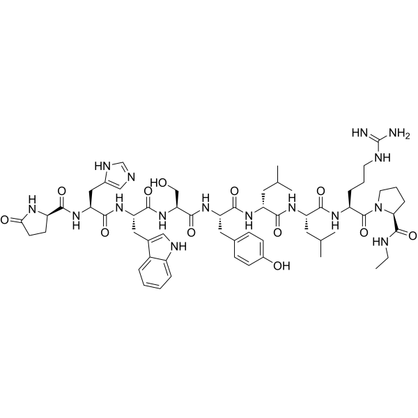 (Des-Gly10,D-Pyr1,D-Leu6,Pro-NHEt9)-LHRH trifluoroacetate salt结构式