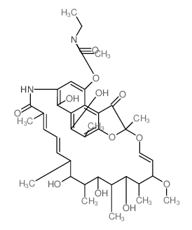 N,N-diethyl-2-((5,6,17,19,21-pentahydroxy-23-methoxy-2,4,12,16,18,20,22-heptamethyl-1,11-dioxo-1,2-dihydro-2,7-(epoxypentadeca(1,11,13)trienoimino)naphtho(2,1-b)furan-9-yl)oxy)acetamide Structure