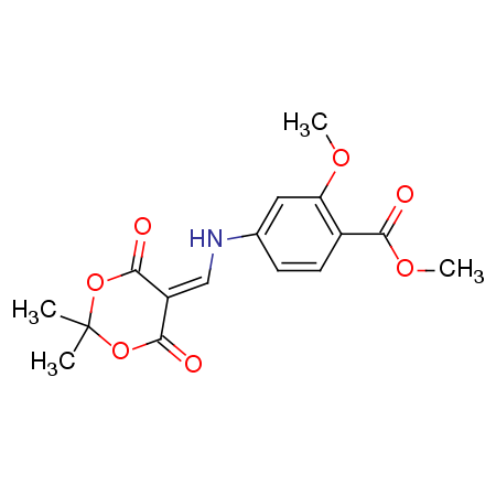 4-[(2,2-Dimethyl-4,6-dioxo-[1,3]dioxan-5-ylidenemethyl)-amino]-2-methoxy-benzoic acid methyl ester Structure