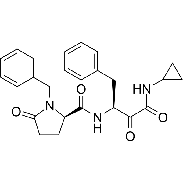 2-Pyrrolidinecarboxamide, N-[(1S)-3-(cyclopropylamino)-2,3-dioxo-1-(phenylmethyl)propyl]-5-oxo-1-(phenylmethyl)-, (2R)-结构式