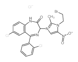 4-[3-(2-bromoethyl)-2-methyl-4-nitro-imidazol-1-yl]-9-chloro-6-(2-chlorophenyl)-2,5-diazabicyclo[5.4.0]undeca-5,8,10,12-tetraen-3-one Structure
