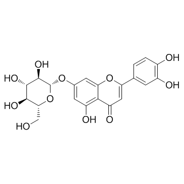 木犀草苷; 木犀草素-7-O-葡萄糖苷结构式