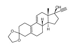 3,3-(ethylenedioxy)-17α-ethynyl-17β-hydroxyestra-5(10),9(11)-diene结构式