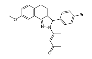 (E)-4-[3-(4-bromophenyl)-8-methoxy-3,3a,4,5-tetrahydrobenzo[g]indazol-2-yl]pent-3-en-2-one结构式