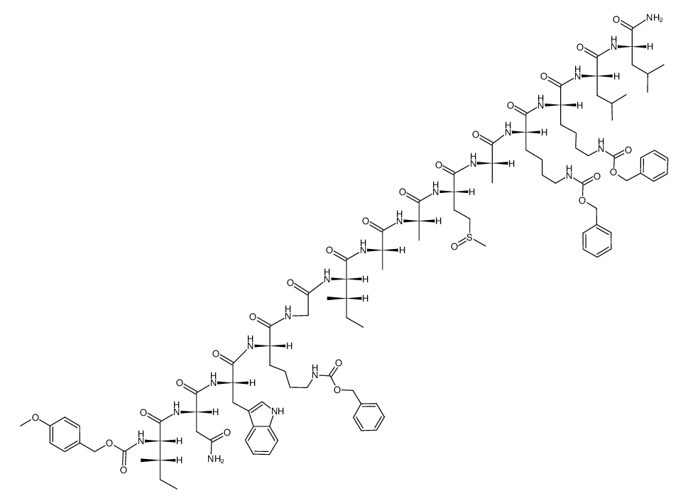 Z(OMe)-Ile-Asn-Trp-Lys(Z)-Gly-Ile-Ala-Ala-Met(O)-Ala-Lys(Z)-Lys(Z)-Leu-Leu-NH2结构式