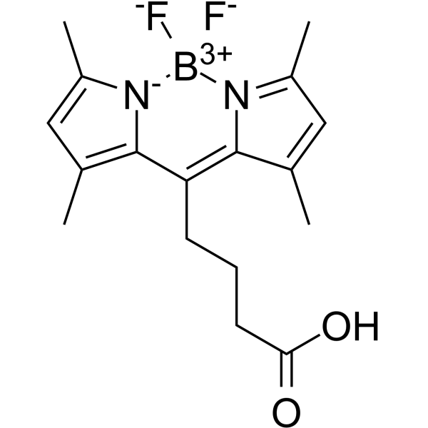 4-(4,4-二氟-1,3,5,7-四甲基-4-硼杂-3A,4A-二氮杂对称引达省-8-基)-丁酸结构式